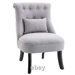 Fauteuil simple en tissu HOMCOM avec accoudoirs, coussin et pieds en bois gris