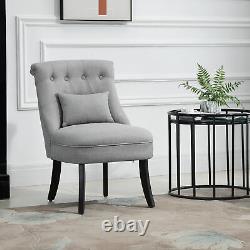 Fauteuil simple en tissu HOMCOM avec accoudoirs, coussin et pieds en bois gris