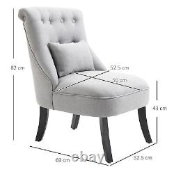 Fauteuil simple en tissu HOMCOM avec accoudoirs, coussin et pieds en bois gris