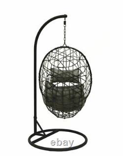 Grey Garden Egg Swing Chair Rattan Meubles Pendentif Oreiller Extérieur Patio Intérieur
