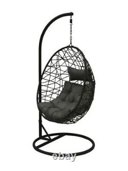 Grey Garden Egg Swing Chair Rattan Meubles Pendentif Oreiller Extérieur Patio Intérieur