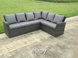 Grey Wicker Rattan Garden Furniture Sets Corner Sofa Table Basse Patio Extérieur