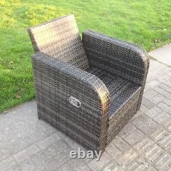 Gris Wicker Rattan Garden Meubles Set Lounge Canapé Chaise Inclinable Outdoor