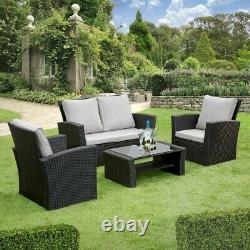 Gsd Rattan Garden Furniture 4 Piece Patio Set Table Chairs Grey Black Or Brown