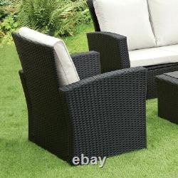 Gsd Rattan Garden Furniture 4 Piece Patio Set Table Chairs Grey Black Or Brown