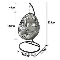 Hortus Rattan Suspension Egg Chaise Hammock Grey Garden Deck Coussins Intérieurs/extérieurs
