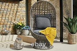 Innovateurs Rattan Effet Swivel Cocoon Garden Chaise Coussin Gris Collection Cw1
