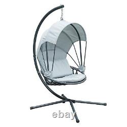 Jarder Luna Egg Chair Hanging Swing Seat Patio Garden Gris Clair Extérieur