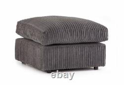 Jumbo Cord Corner Canapé Suite Set Footstool 3 2 Seater Grey Brown Chaises Noires