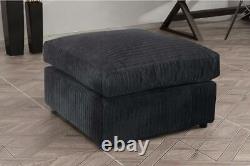 Jumbo Cord Corner Canapé Suite Set Footstool 3 2 Seater Grey Brown Chaises Noires