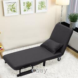 Lit Pliant Simple Tissu Canapé Chaise Sleep Lounge Sleeper Leisure Guest W Oreiller