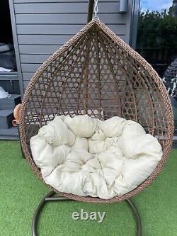 Luxury Rattan Swing Patio Garden Egg Chair & Coussin Grey En Stock Maintenant