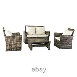 MIX Grey Rattan Wicker Patio Garden Furniture Set 4 Seat Sofa Set Fauteuil Royaume-uni