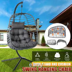 Meigar Suspension Egg Chaise Rattan Swing Chaise Pliable Simple Avec Jardin En Coussin