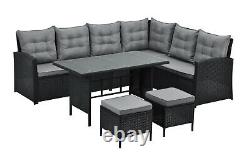 Monroe 8 Seater Garden Rattan Furniture Corner Dining Set Table Sofa Bench Tabouret