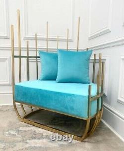 Niches Turquoise Nest Gold Chaise Haute Arrière Accent Luxury Love Seat