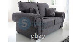 Nouveau Tissu Newton Comfy Grey Sofa High Back Coussins 3 Seater 2 Seater Fauteuil