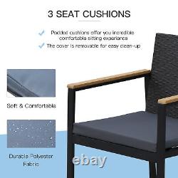 Outsunny 4 pièces de chaises et canapé en rotin tressé avec coussins pour extérieur rénové.