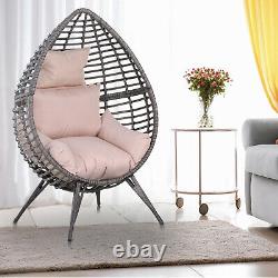 Outsunny Rattan Wicker Teardrop Chair Lounger Soft Cushioned Poolside Patio Seat