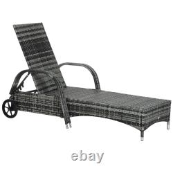 Outsunny Wicker Réglable Rattan Sun Lounner Chaise Inclinable Avec Cushion Grey