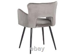 Paire de chaises de salle à manger / restaurant en velours rembourré gris doux