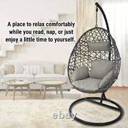 Pendaison Egg Chair Swing Hammac Coussin Rattan Witan Indoor Outdoor Lounge Grey