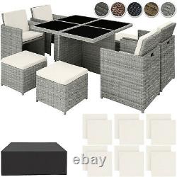 Poly Rattan Furniture Cube Set Salle À Manger Wicker 8 Seater Table Garden Patio