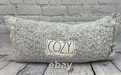 Rae Dunn Gray Oreillers Sherpa Cozy & Home 2 Pc Set 29x14 Pour Canapé Lit Chaise Nouveau