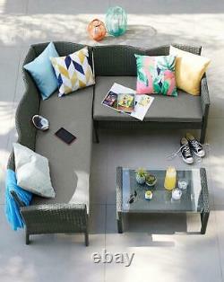 Rattan Corner Sofa Set Table Chair Patio Garden Meubles Extérieurs Salon Vivant