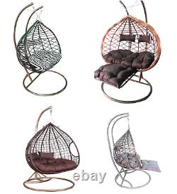 Rattan Effect Hanging Egg Chair Swing Patio Garden Room Coussin Rain Cover