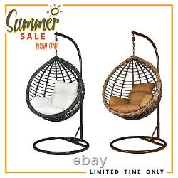 Rattan Effet Suspension Egg Chaise Swing Patio Jardin Chambre Coussin In Or Outdoor