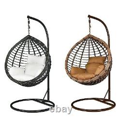 Rattan Effet Suspension Egg Chaise Swing Patio Jardin Chambre Coussin In Or Outdoor