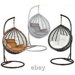 Rattan Effet Suspension Egg Chaise Swing Patio Jardin Chambre Coussin In Or Outdoor