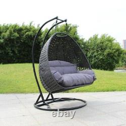 Rattan Garden Black/brown/grey Weave Wicker 2-seater Canapé Chaise Avec Coussin