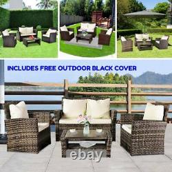 Rattan Garden Furniture Conservatory Sofa Set 4 Seat Table Chair Fauteuil Patio