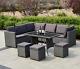 Rattan Garden Furniture Set Corner Lounge Outdoor Canapé Chaise Tabourets Patio Grey