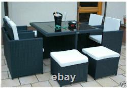 Rattan Garden Meubles Cube Set Chaises Table Extérieure Patio Rattan Noir / Brun