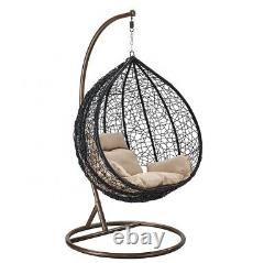 Rattan Garden Suspension Egg Chaise Egg Swing Chaise Relaxing Patio Hammock W Coussin