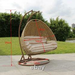Rattan Garden Suspension Egg Swing Chaise Avec Coussin (grande Double Assise)