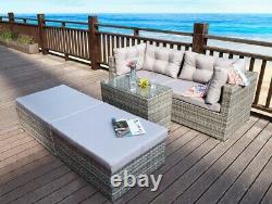 Rattan Garden Wicker Outdoor Sun Lounger Sofa Meubles Set Cube Corner Dining
