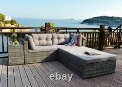 Rattan Garden Wicker Outdoor Sun Lounger Sofa Meubles Set Cube Corner Dining