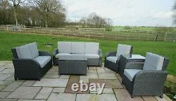 Rattan Patio Garden Conservatory Outdoor Sofa Set Chairs Meubles 6 Pcs Grey