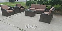 Rattan Patio Garden Conservatory Outdoor Sofa Set Chairs Meubles 6 Pcs Grey