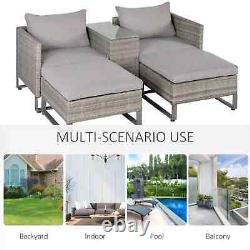 Rattan Style Chaise Lounge Set Garden Patio Canapé Chaise Table Side Grey