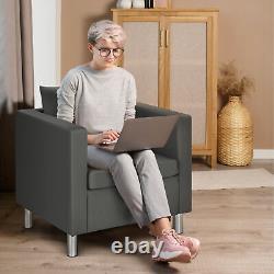 Siège de canapé simple en cuir PU rembourré avec coussin pour invités