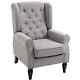 Style Rétro Accent Fauteuil Wingback Tufted Coussin Seater Single Lounger Grey