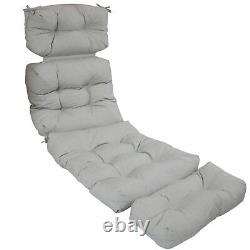 Sunnydaze Olefin Tufted Outdoor Chaise Lounge Chaise Coussin Gris