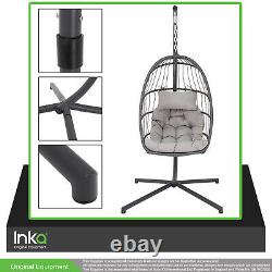 Suspension Pliant Egg Cocoon Style Garden Chaise Swing Sturdy Steel Frame Grey