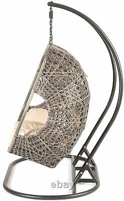 Triple Cocoon Chair Swing Wicker Rattan Hanging Garden Furniture Coussin