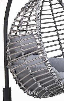 Verona- Rattan Grey Large Swing Suspension Egg Chaise Jardin Intérieur Extérieur
